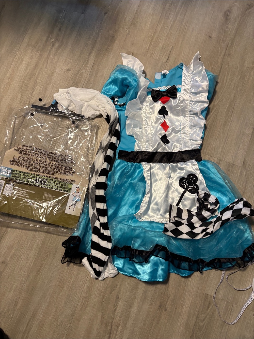 Kids Alice-Inspired Blue Party Costume with Black & White Accents
